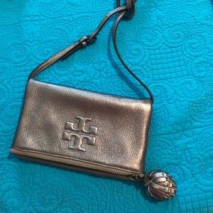 Tory Burch silver metallic mini cross-body